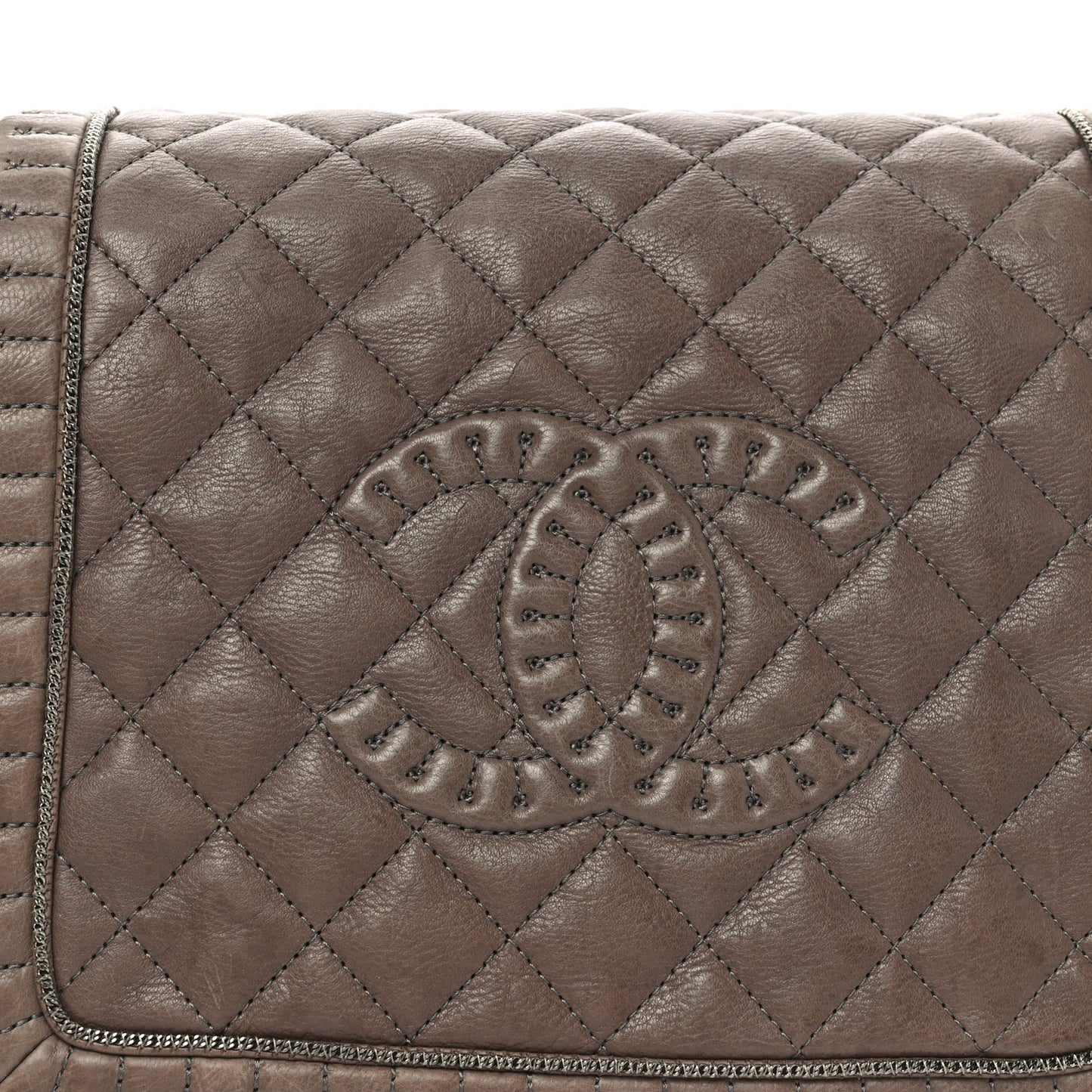 Calfskin Quilted Istanbul Accordion Flap Dark Grey