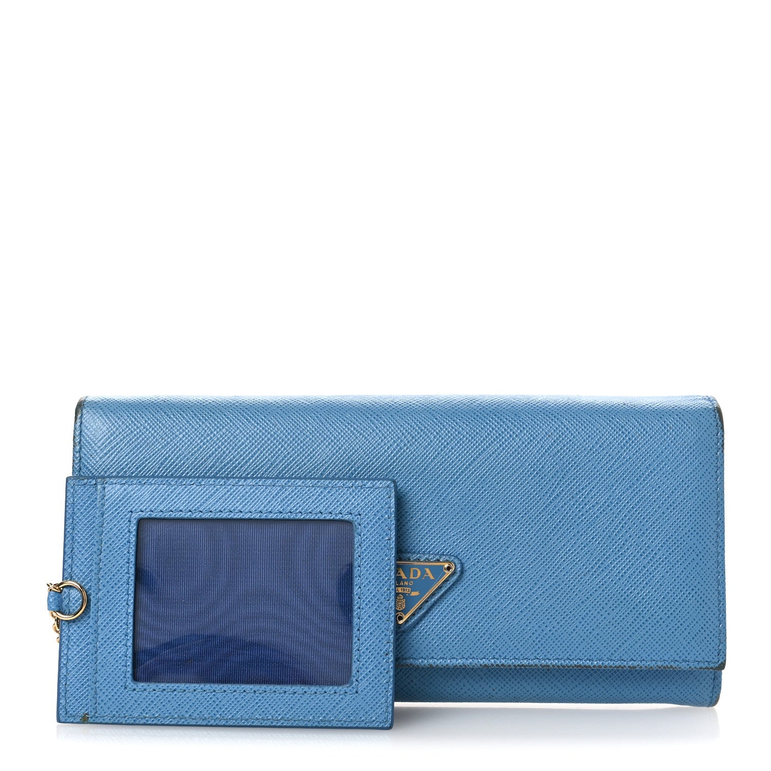 Prada Saffiano Triangle Continental Flap Travel Wallet Mare 3 of 13