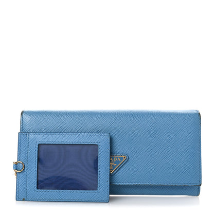Prada Saffiano Triangle Continental Flap Travel Wallet Mare 3 of 13