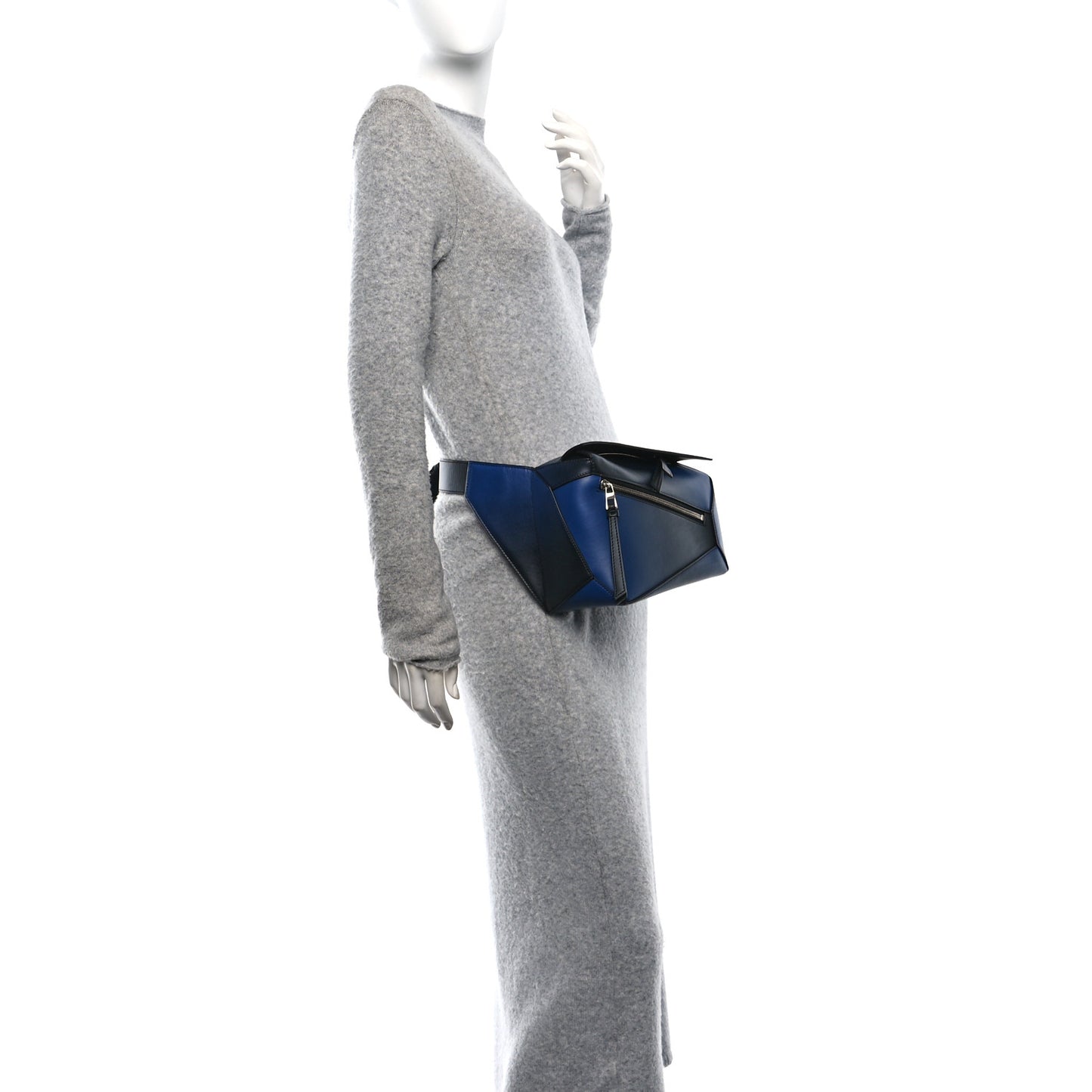 Calfskin Small Puzzle Edge Bumbag Navy Blue