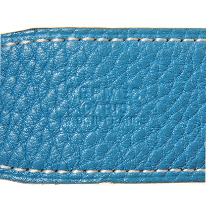 Hermes Togo Box 32mm Belt Strap 75 Blue Jean Noir 4 of 4