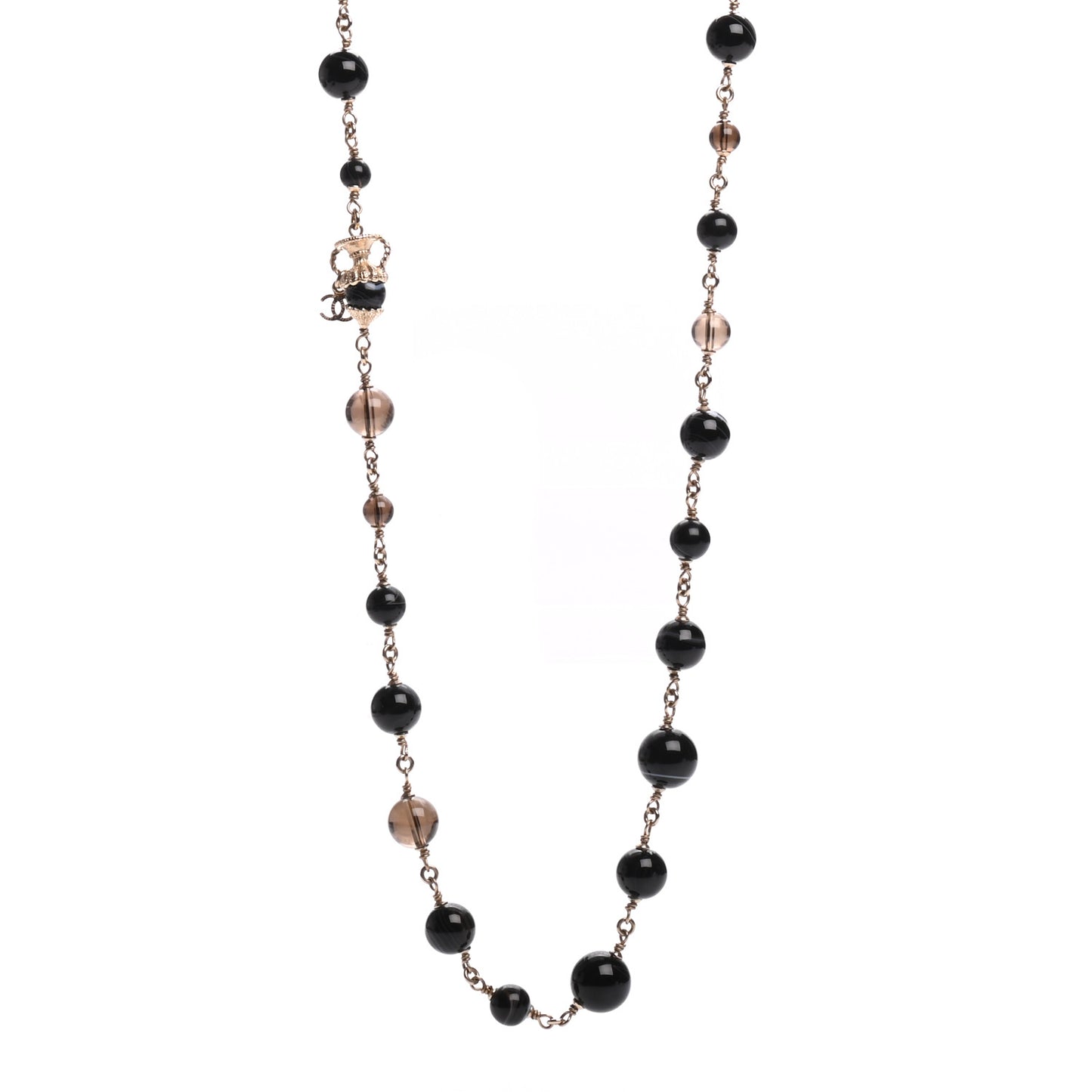 Beaded Sheep CC Long Necklace Gold Black
