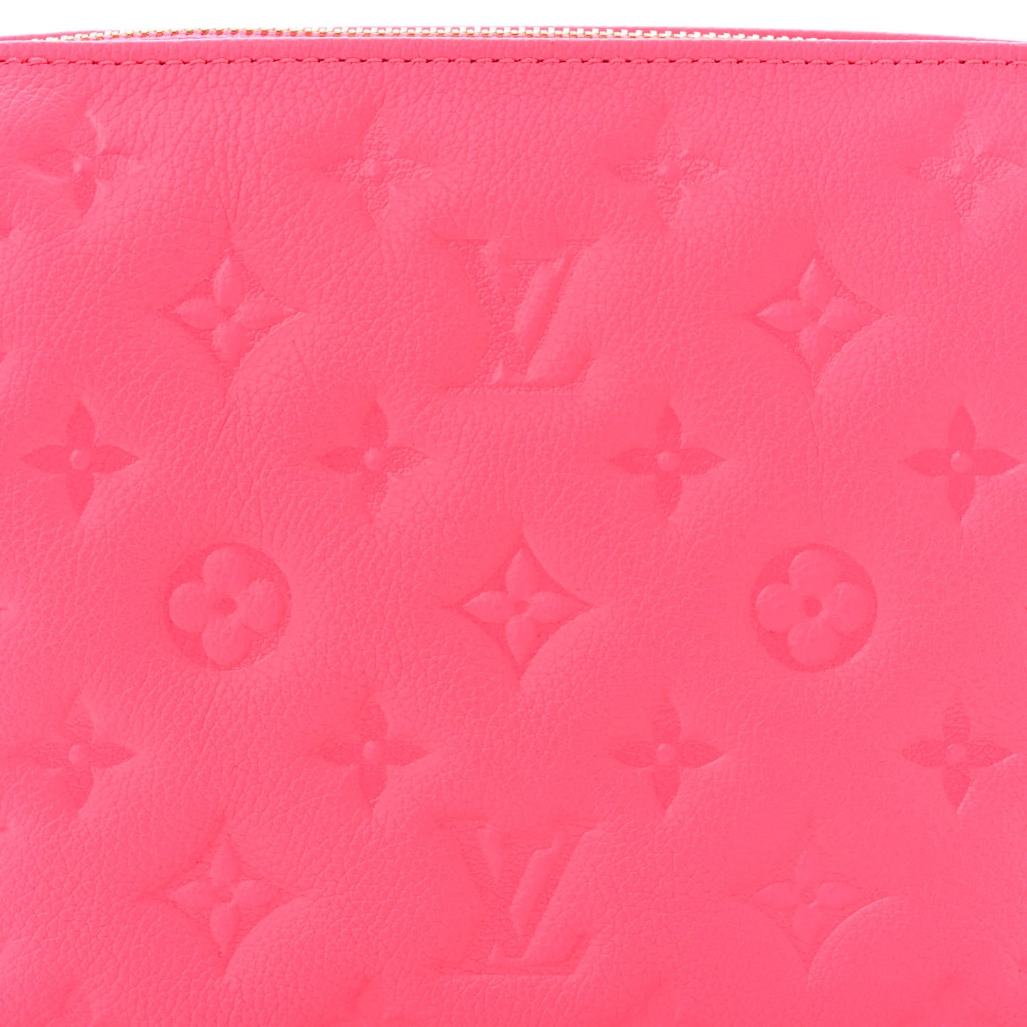 LOUIS VUITTON Calfskin Embossed Monogram Coussin BB Rose Fluo