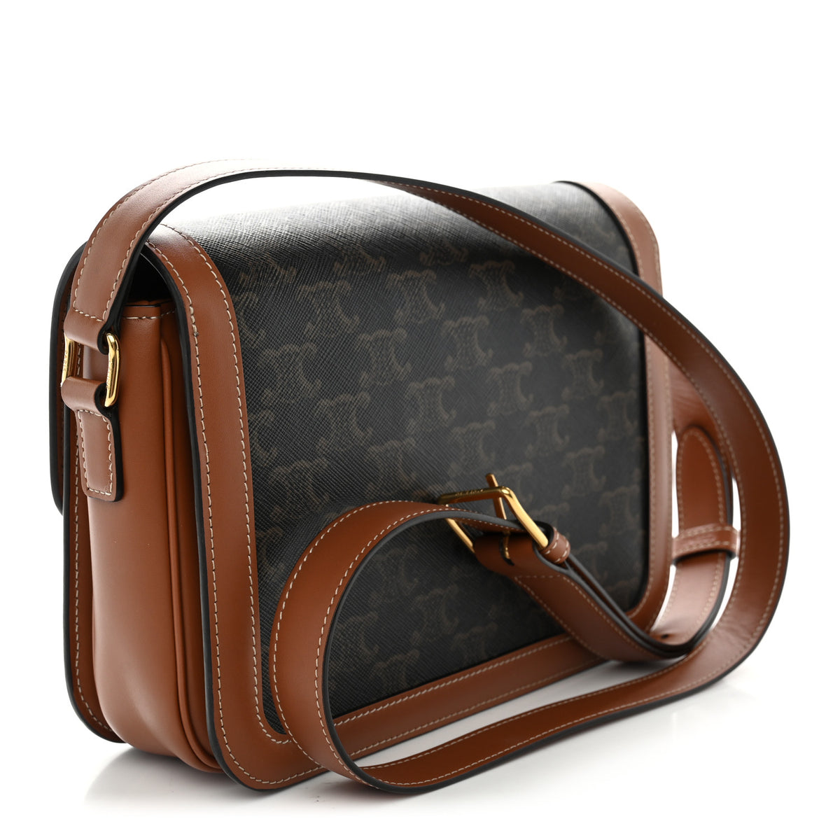 Celine Triomphe Canvas Calfskin Medium Triomphe Bag Tan 2 of 10
