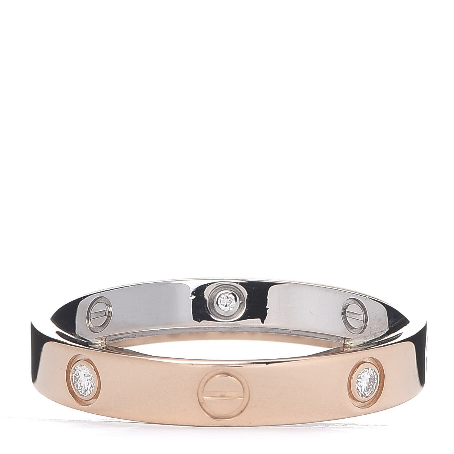 Cartier 18K Pink White Gold 6 Diamond LOVE Ring 50 5.25 1 of 4