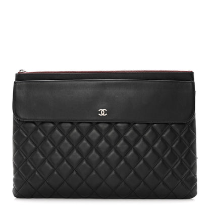 Chanel Lambskin Quilted Large Flap Cosmetic Case Black 1 of 20