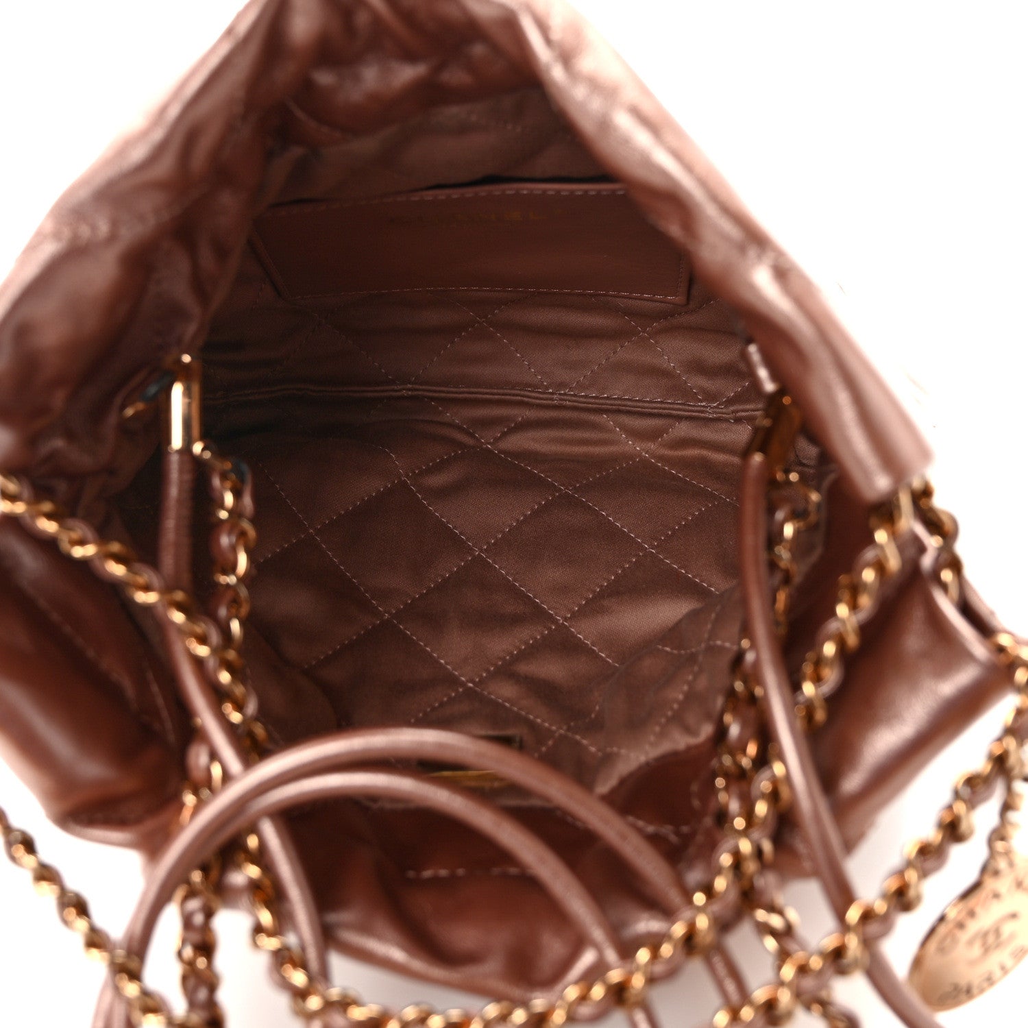 Chanel Metallic Calfskin Quilted Mini Chanel 22 Copper 4 of 13