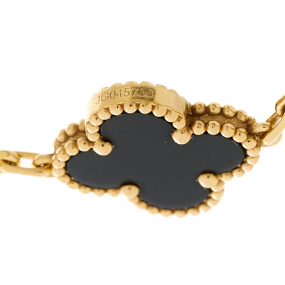 Van Cleef & Arpels 18K Yellow Gold Black Onyx 5 Motifs Vintage Alhambra Bracelet 3 of 4