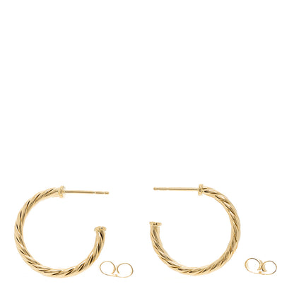 David Yurman 18K Yellow Gold Mini Cablespira Hoop Earrings 3 of 5