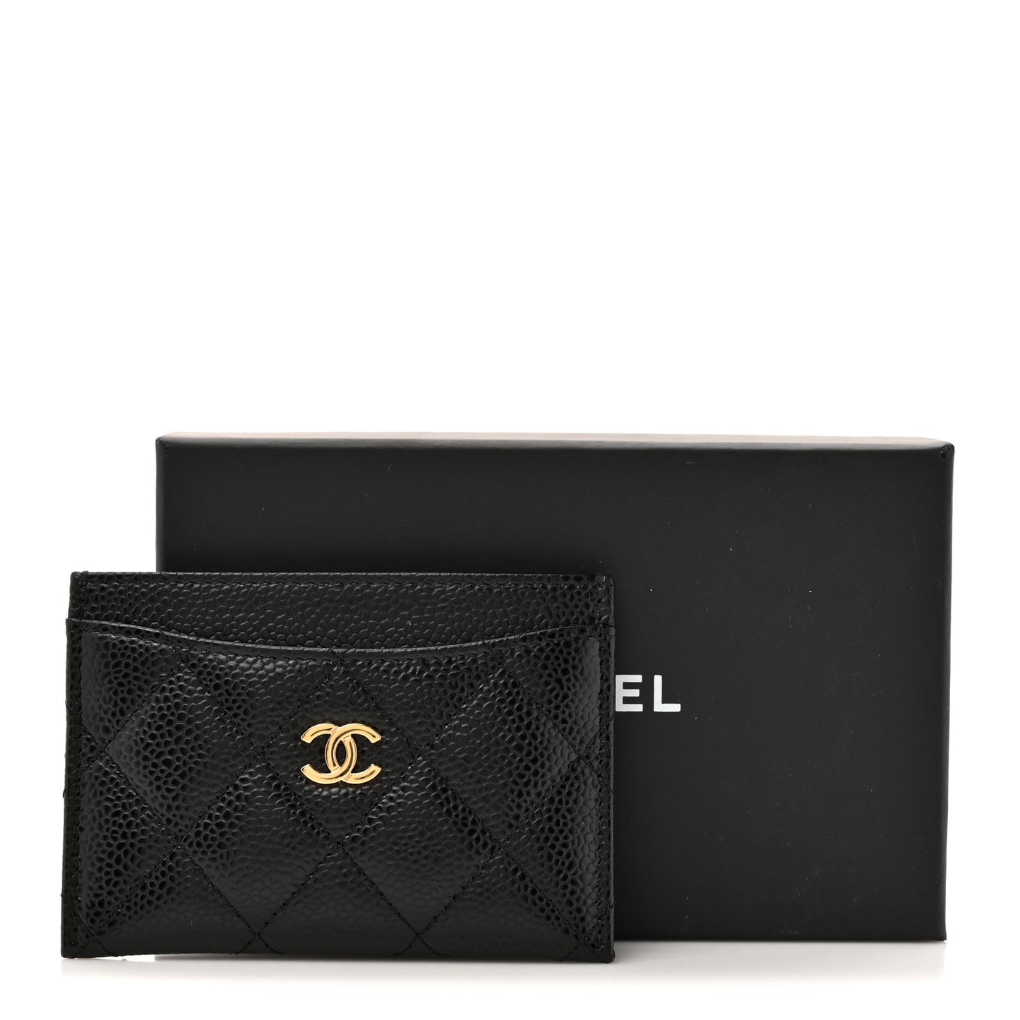 Caviar Quilted Card Holder Black