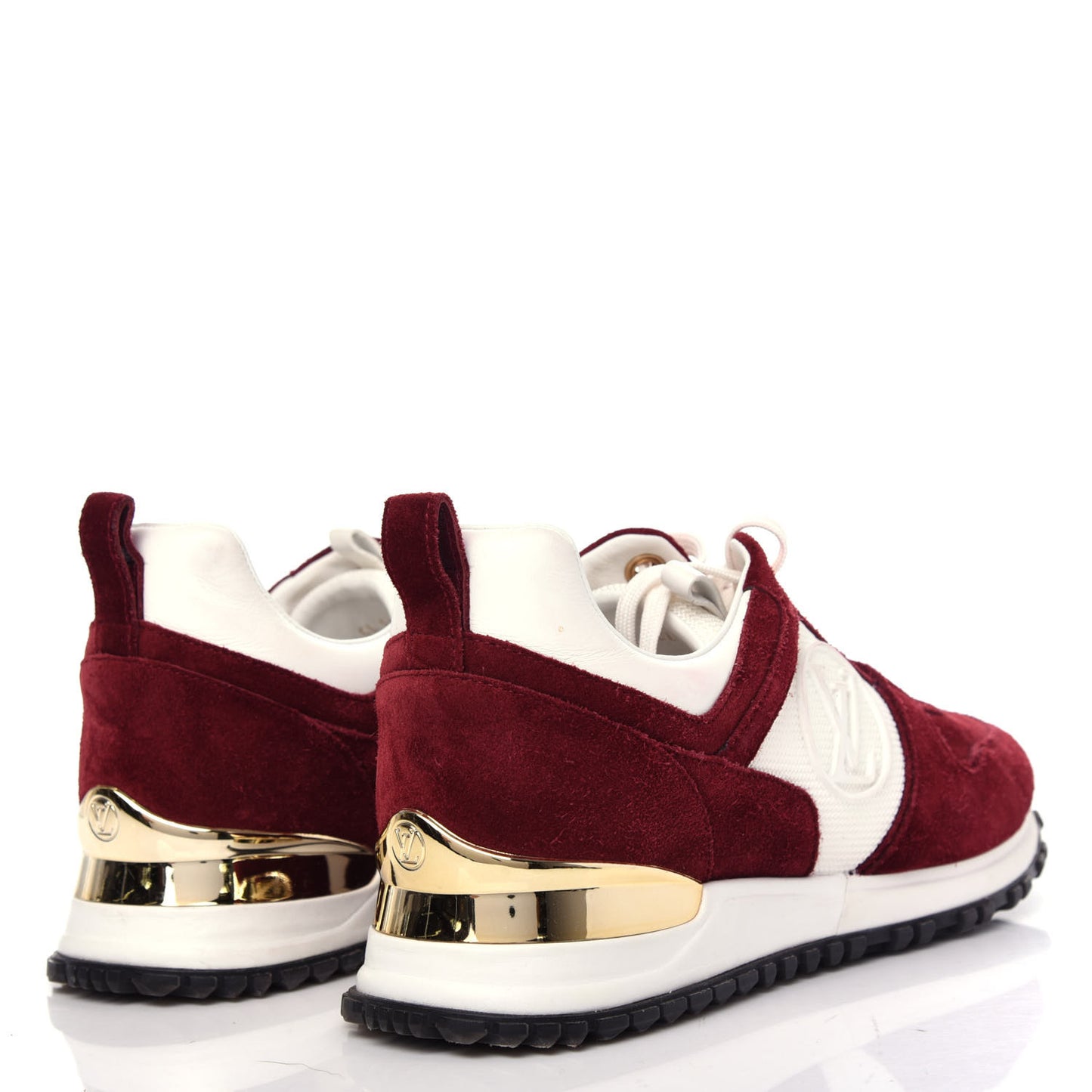 Suede Calfskin Run Away Sneakers 37.5 Burgundy White
