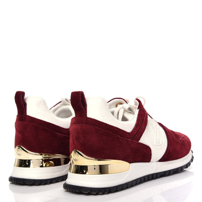 Louis Vuitton Suede Calfskin Run Away Sneakers 37.5 Burgundy White 4 of 10