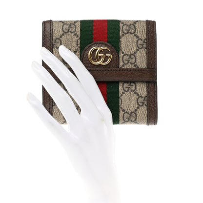 Gucci GG Supreme Monogram Web Ophidia French Flap Wallet Beige New Acero 2 of 7