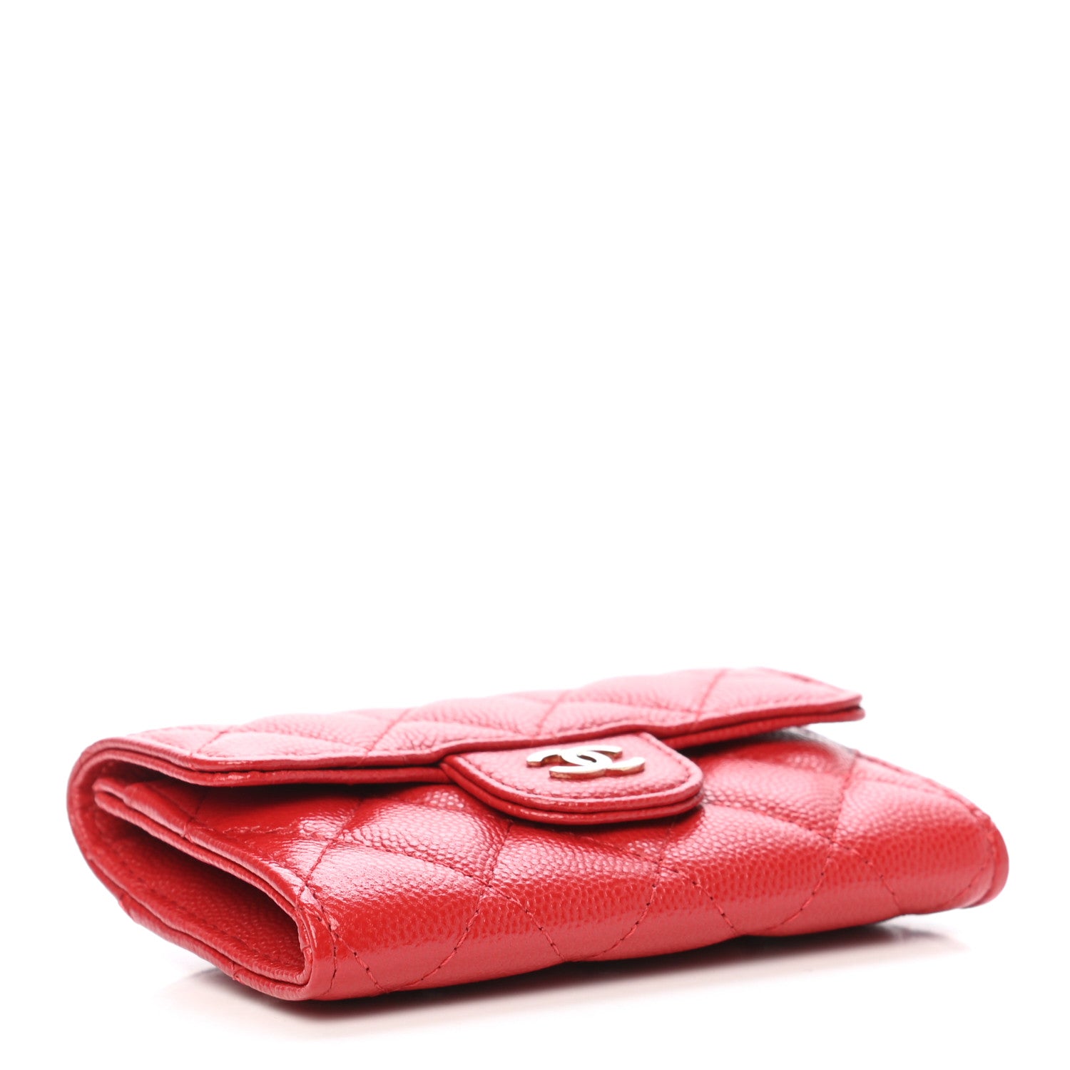 Chanel Caviar Quilted Flap Card Holder Wallet Red 4 of 9