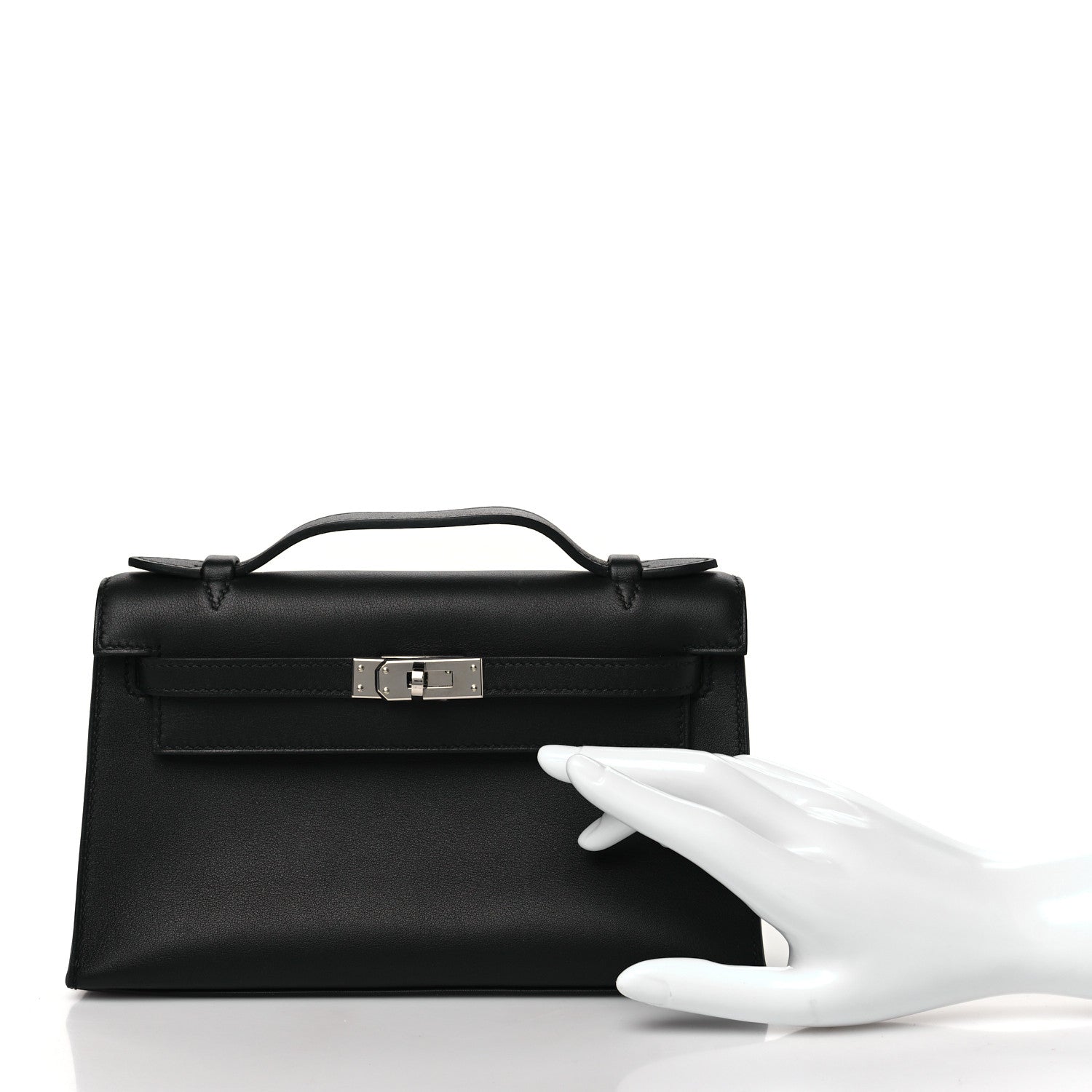 Hermes Swift Kelly Pochette Clutch Black 2 of 11