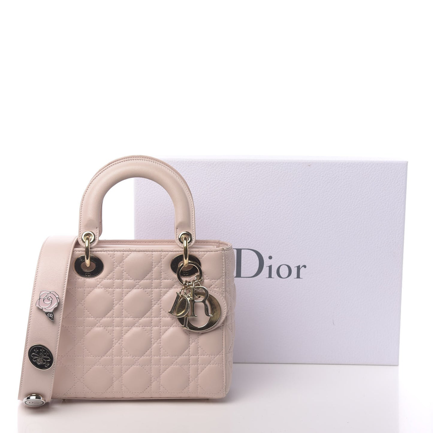 Lambskin Cannage Small Lucky Badges My Lady Dior Pink