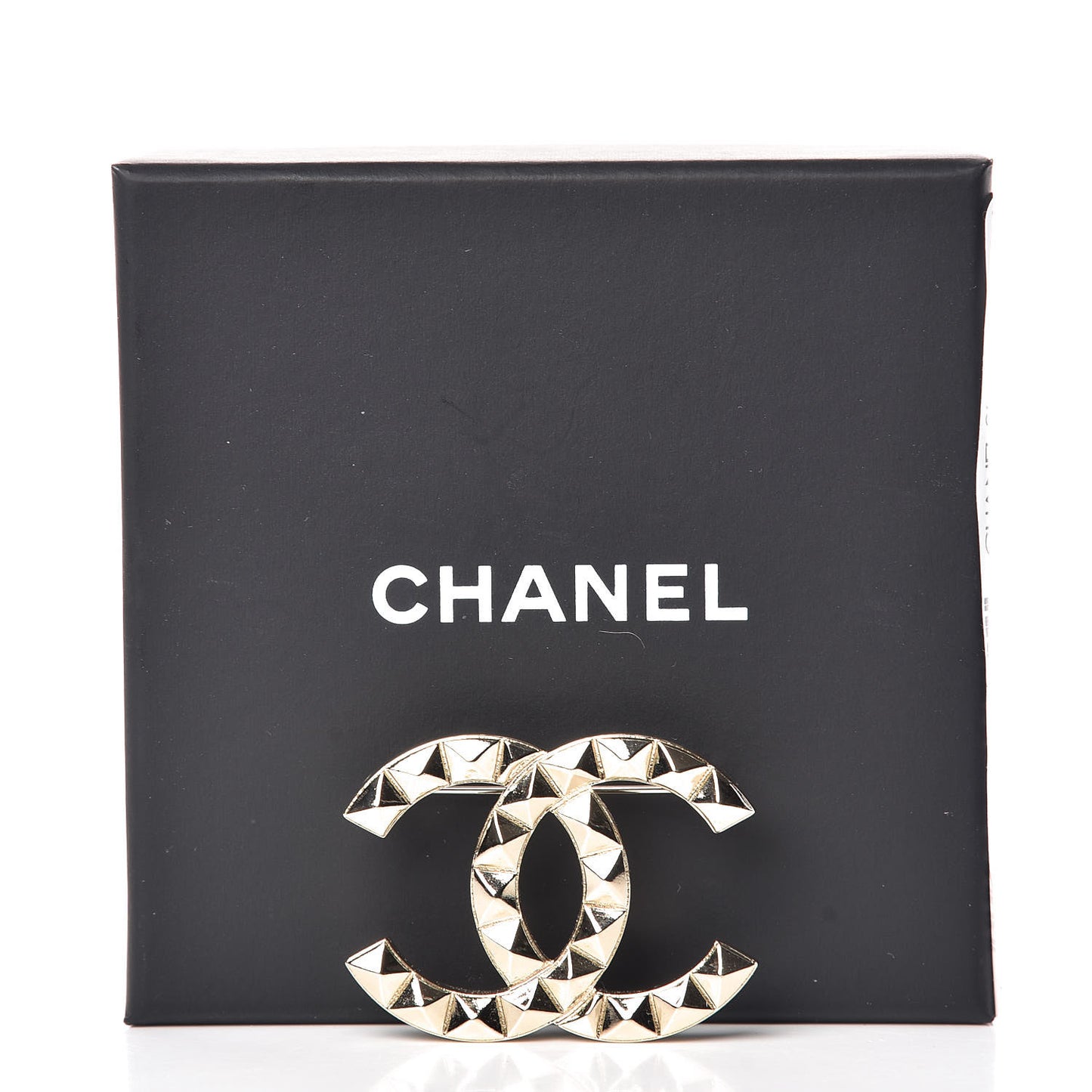 Studded CC Pin Brooch Gold