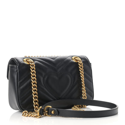 Gucci Calfskin Matelasse Mini GG Marmont Shoulder Bag Black 3 of 9