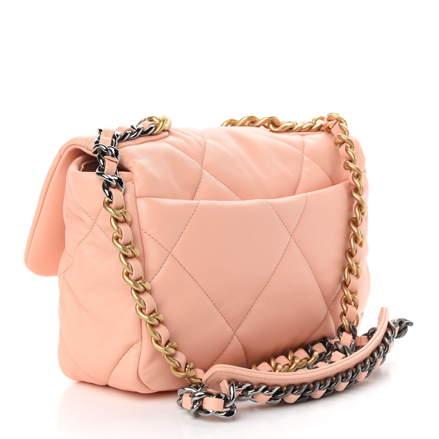 Goatskin Quilted Medium Chanel 19 Flap Light Pink