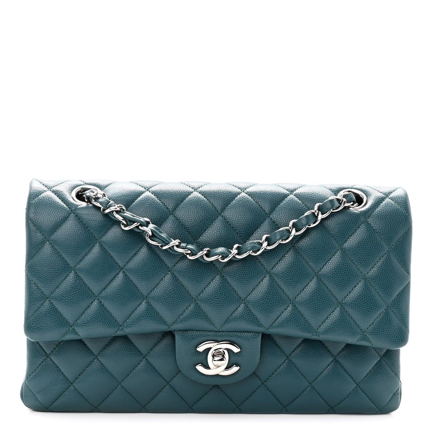 Chanel Caviar Quilted Medium Double Flap Dark Turquoise 1 of 10