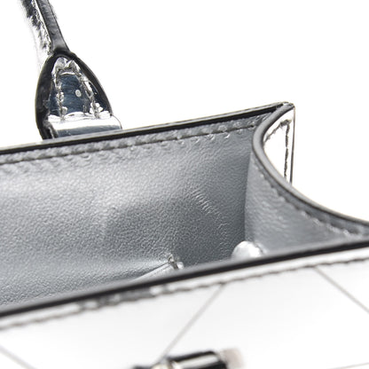 Prada Spazzolato Metal Triangle Logo Triangle Patterned Small Double Handle Crossbody Tote Argento 10 of 10