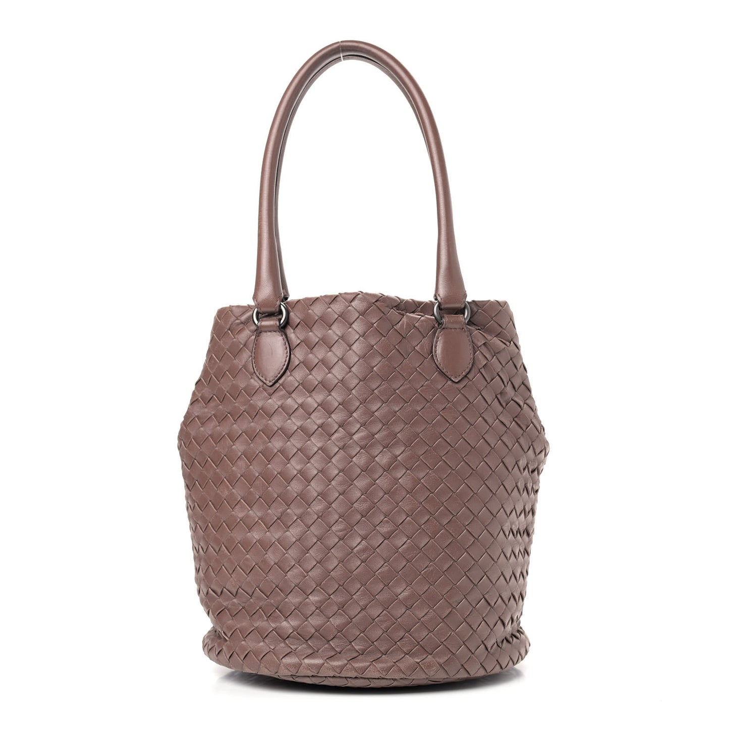 Nappa Intrecciato Double Handle Bucket Bag Brown