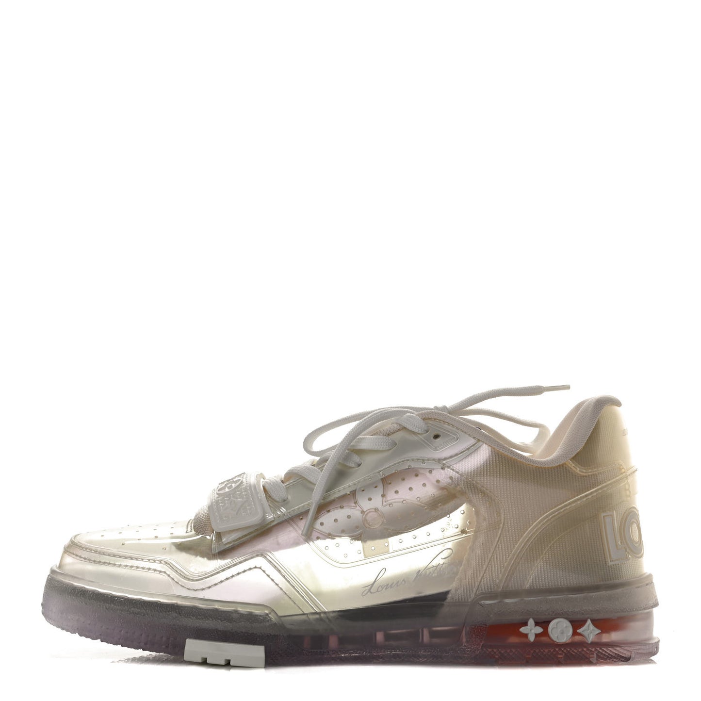 Mix Materials Transparent Monogram Mens LV Trainer Sneakers 7.5 White