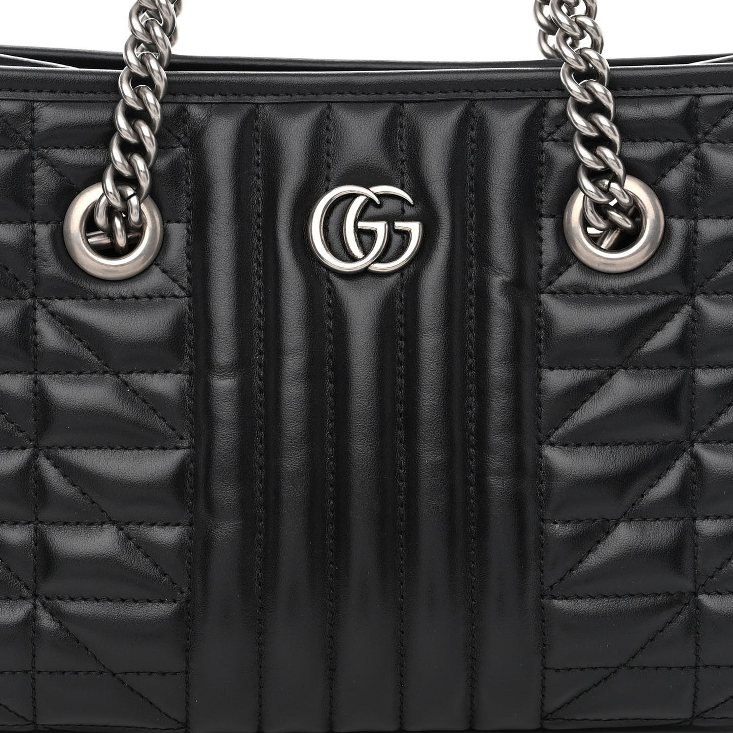 Calfskin Matelasse Aria Small GG Marmont Shoulder Tote Black