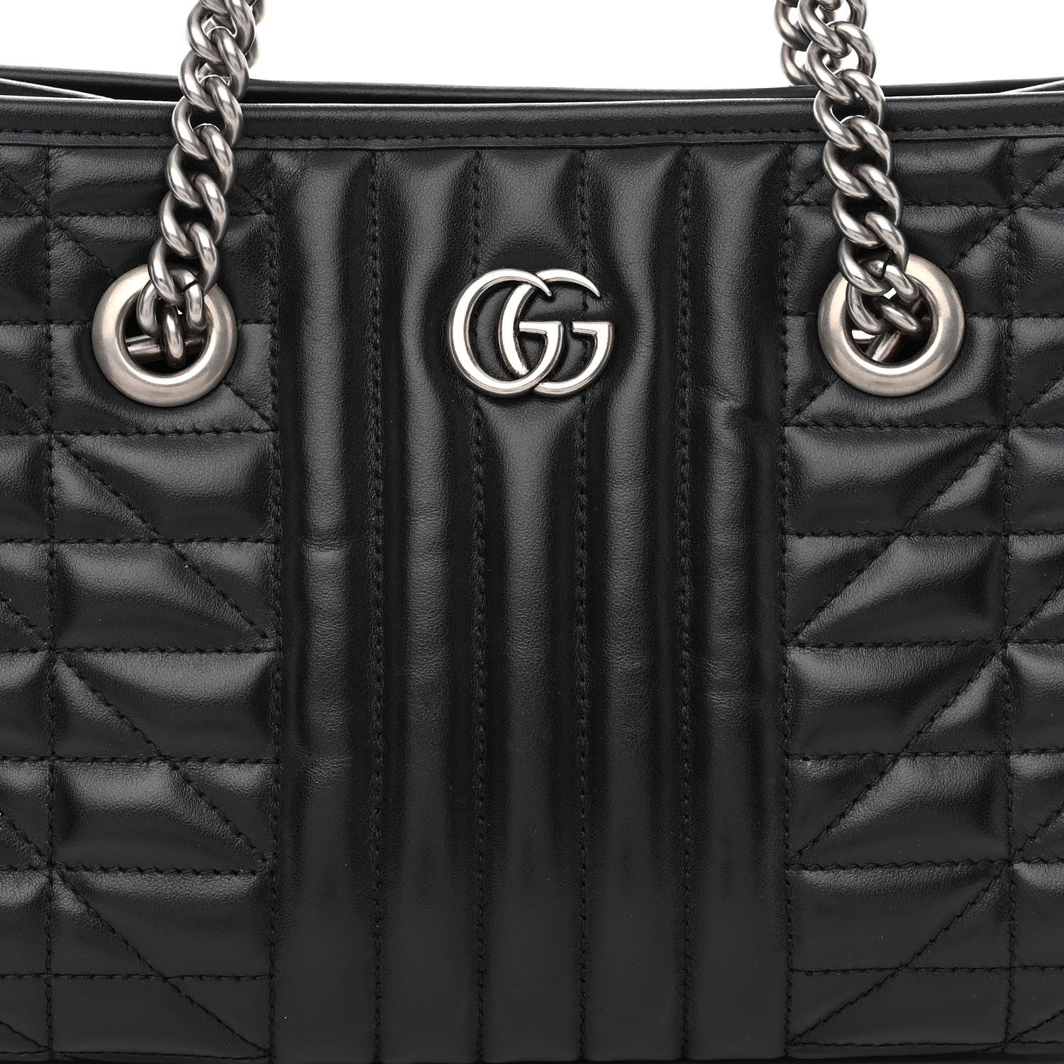 Gucci Calfskin Matelasse Aria Small GG Marmont Shoulder Tote Black 9 of 11