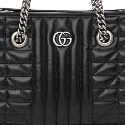 Gucci Calfskin Matelasse Aria Small GG Marmont Shoulder Tote Black 9 of 11