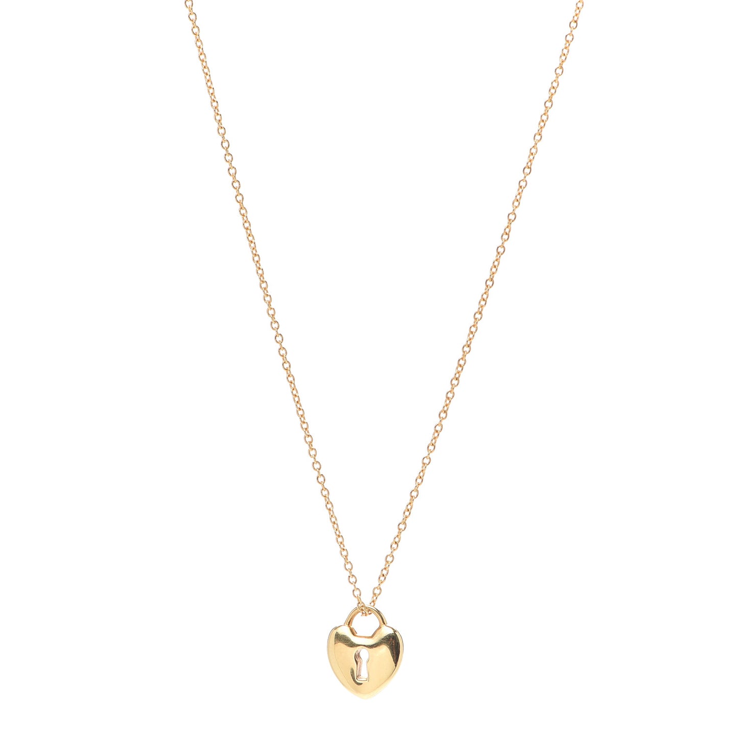 18K Yellow Gold Mini Heart Lock Pendant Necklace