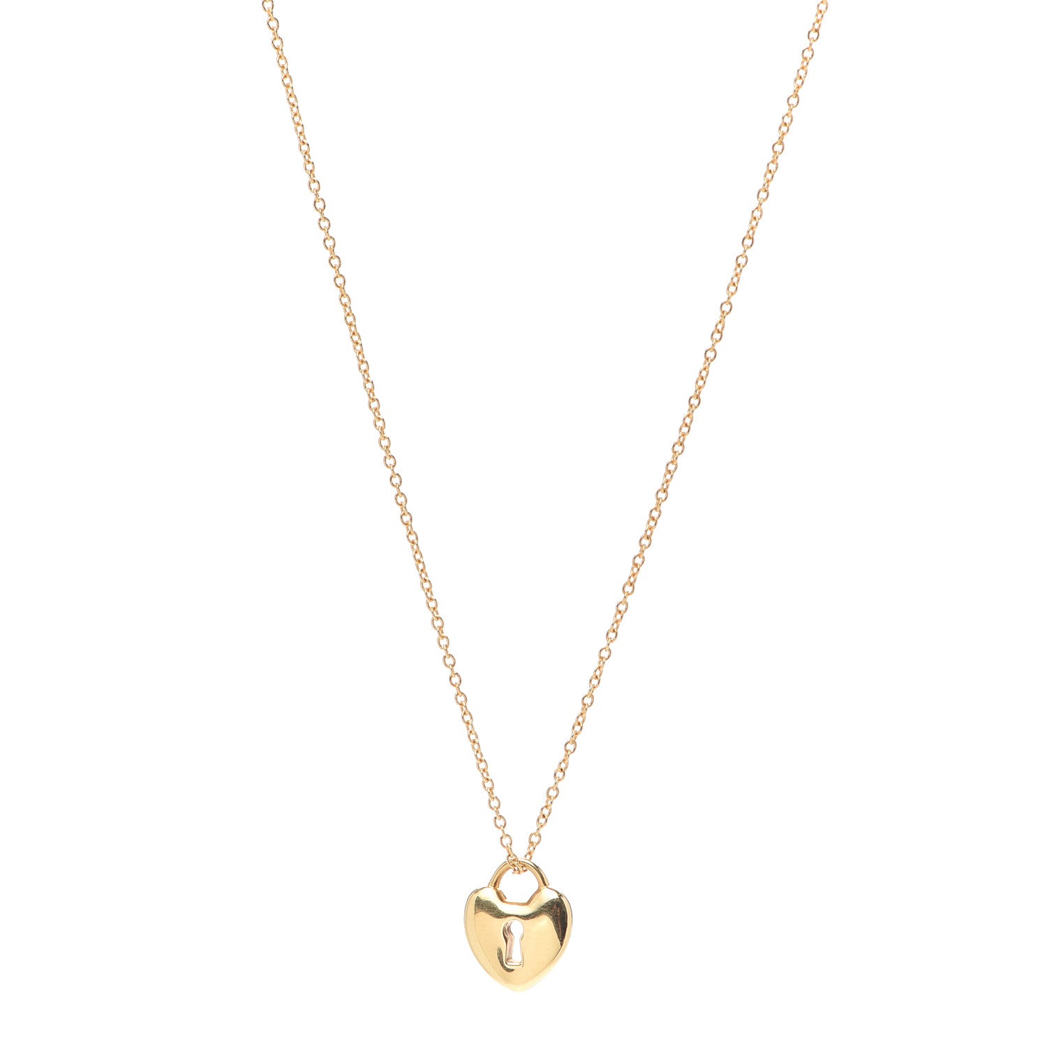 Tiffany 18K Yellow Gold Mini Heart Lock Pendant Necklace 1 of 4