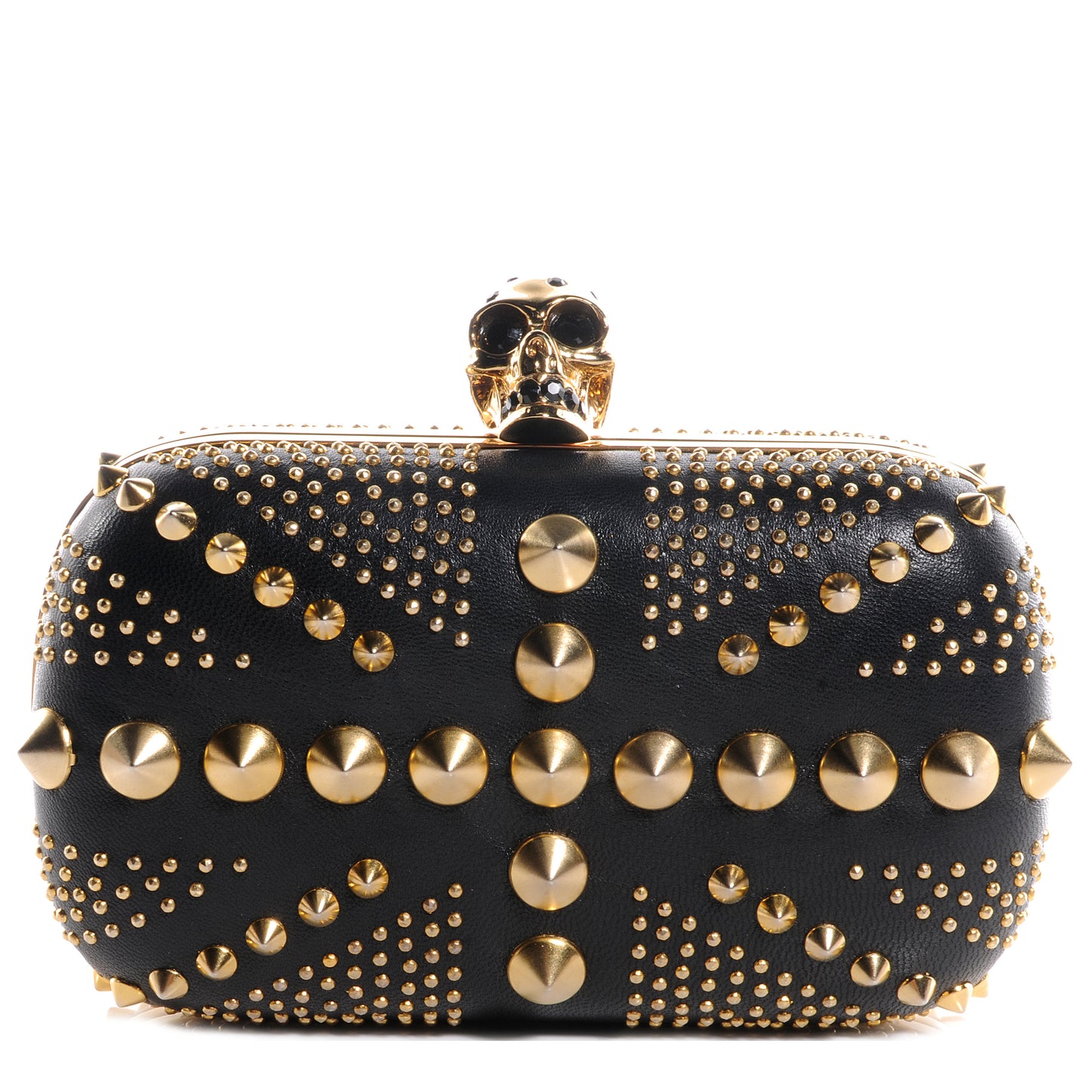 Britania Studded Skull Box Clutch Black
