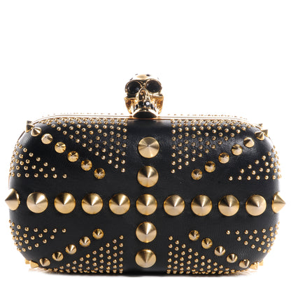 Alexander McQueen Britania Studded Skull Box Clutch Black 1 of 7