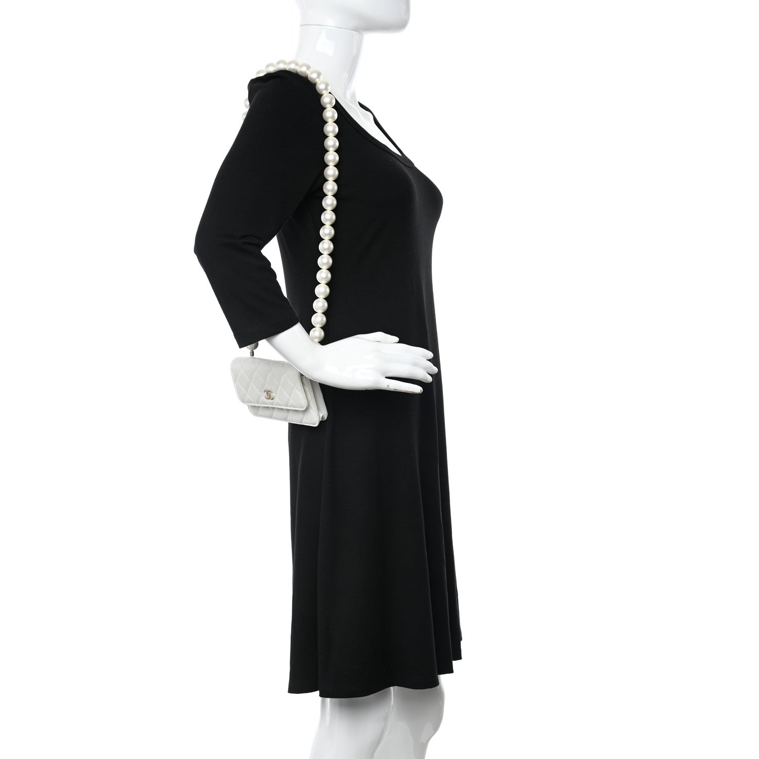 Chanel Calfskin Quilted Maxi Pearls Clutch With Chain White 2 of 14