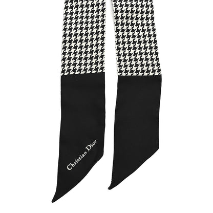 Christian Dior Silk Houndstooth Mitzah Scarf Black White 2 of 4