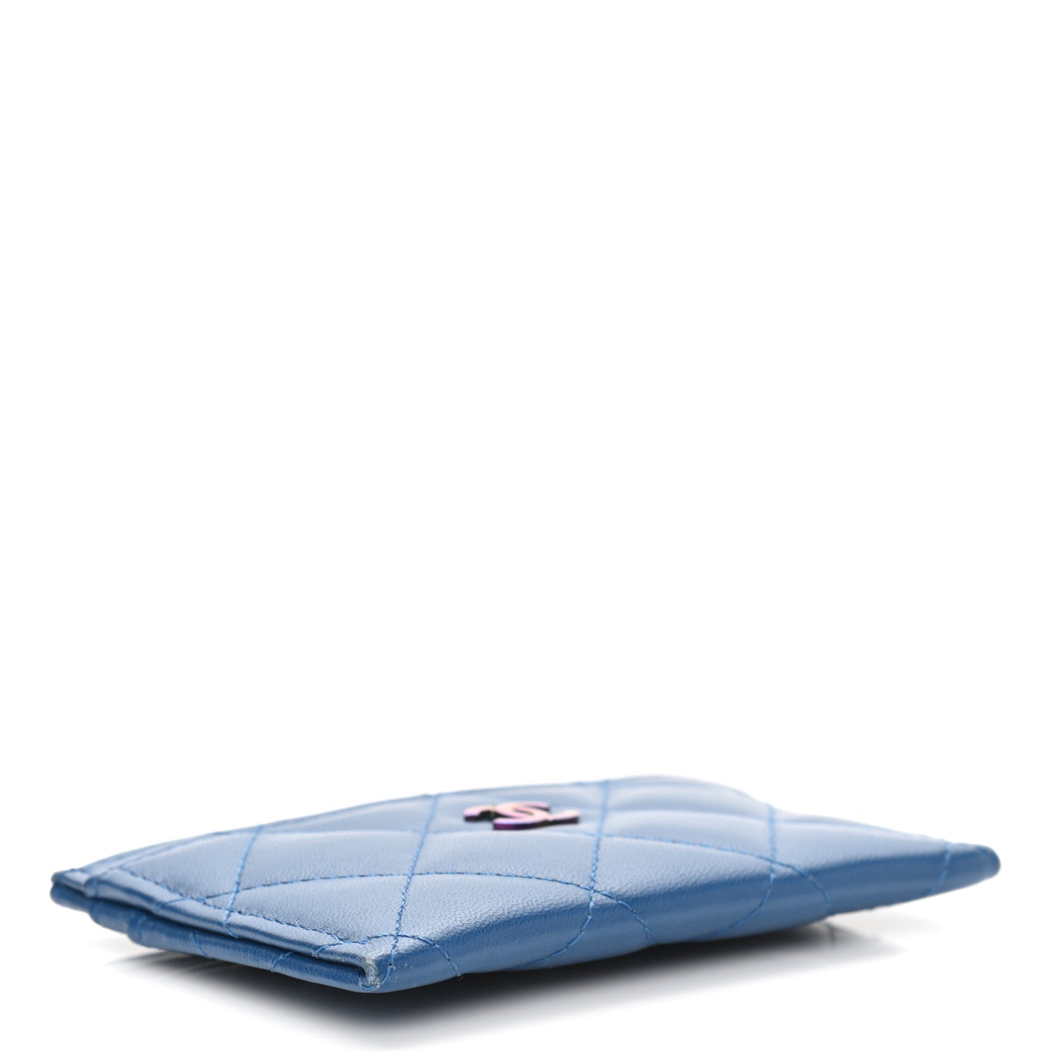 Chanel Lambskin Quilted Card Holder Blue Pink 4 of 8