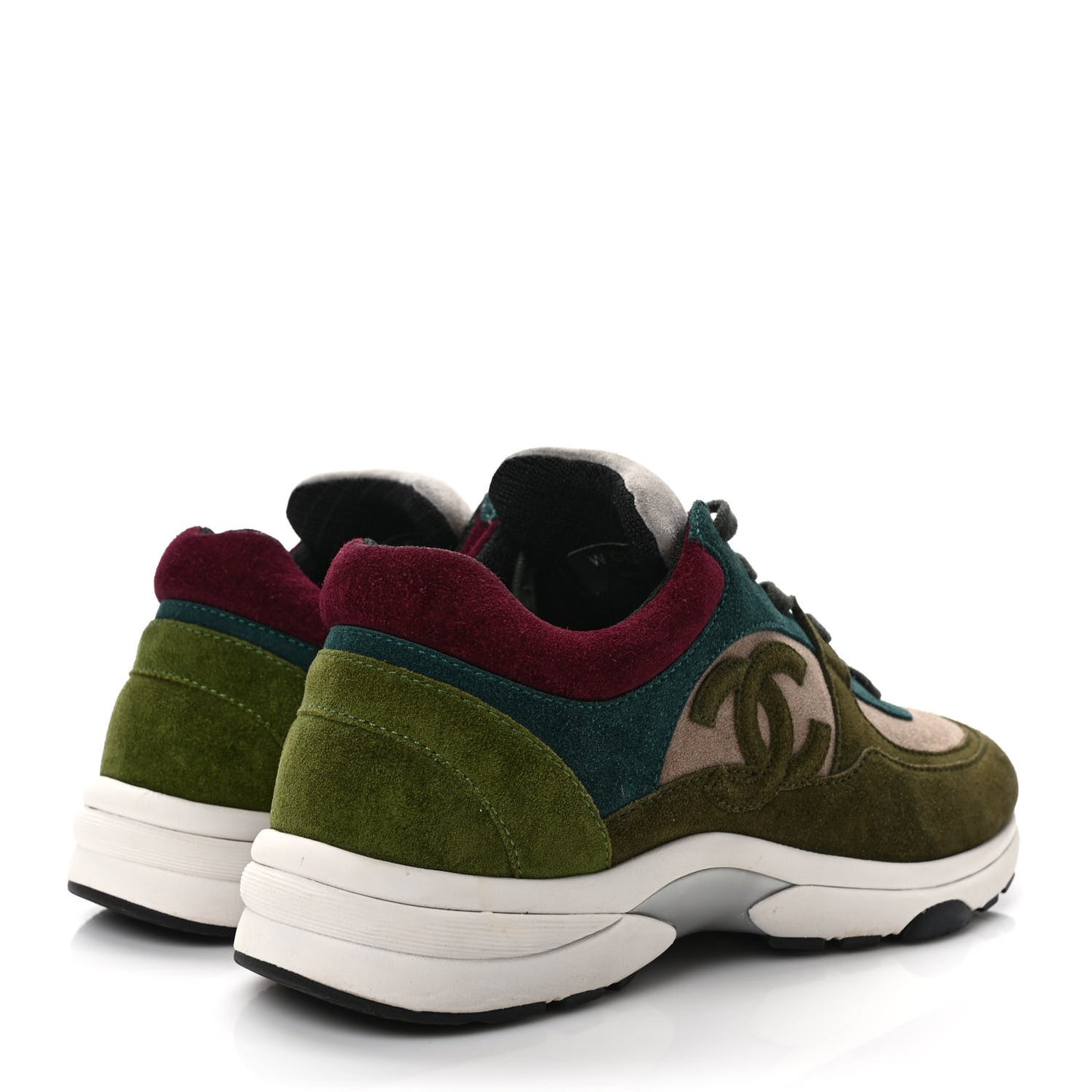 Suede Calfskin CC Sneakers 36.5 Green Beige