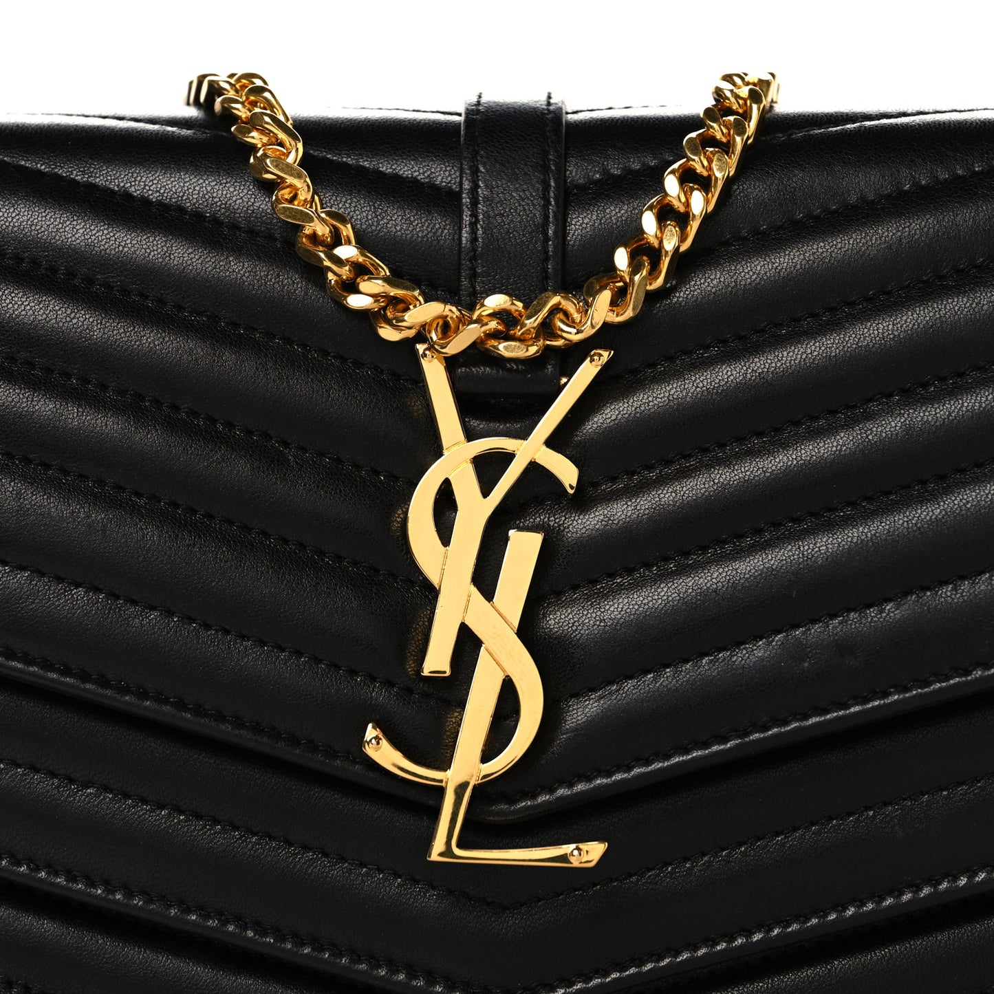 Lambskin Matelasse Chevron Monogram Sulpice Chain Wallet Black
