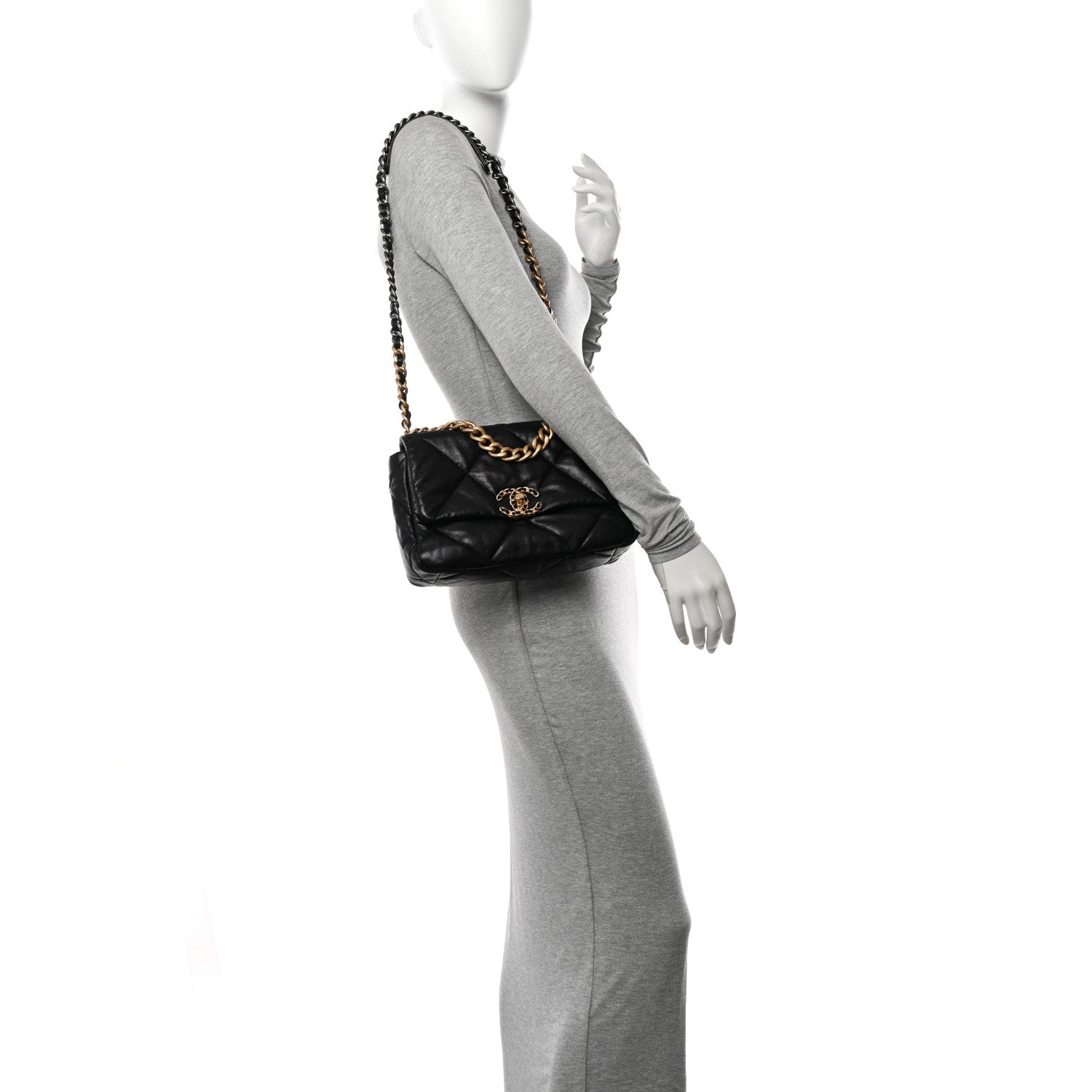 Chanel Goatskin Quilted Medium Chanel 19 Flap Black 3 of 10