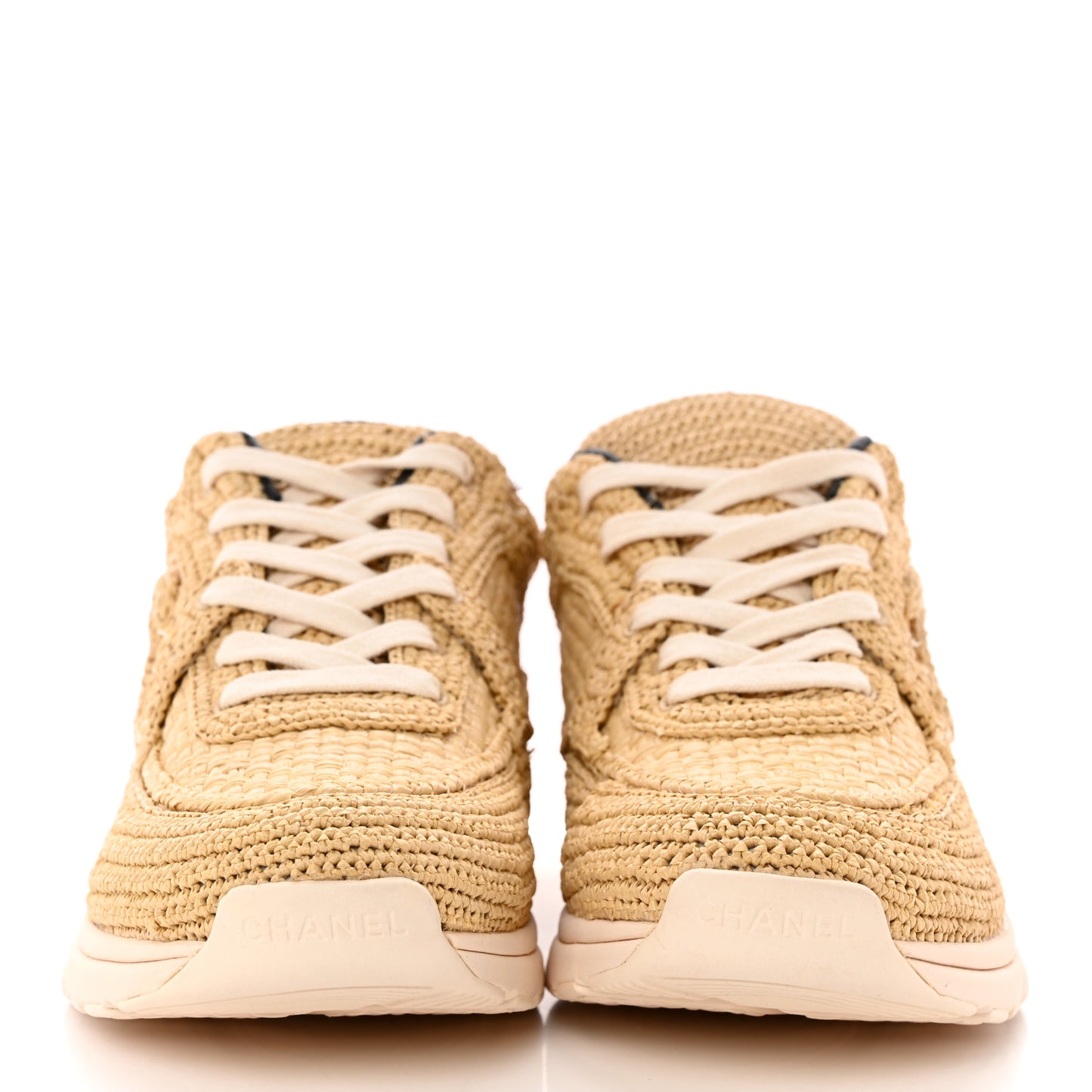 Braided Raffia Womens CC Sneakers 40.5 Beige