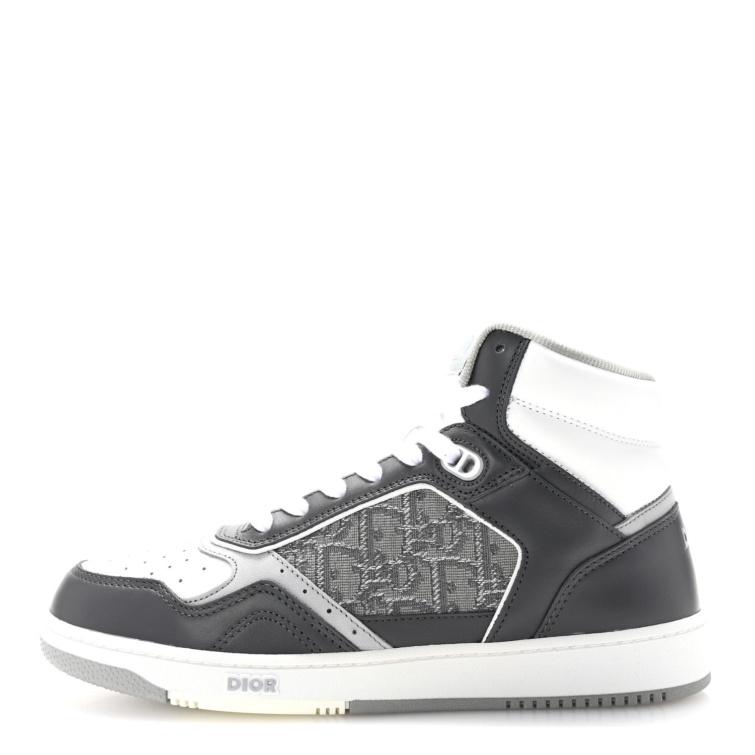 Christian Dior Smooth Calfskin Jacquard Oblique Mens B27 High Top Sneakers 40 Grey 1 of 10