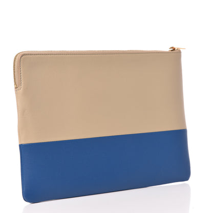 Celine Lambskin Bi-Color Solo Clutch Pouch Beige Sea 3 of 10