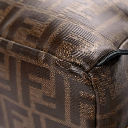 Fendi Glazed Fabric Vitello Century FF 1974 Stamp Patch Mini Backpack Mogano Panna Black 12 of 16