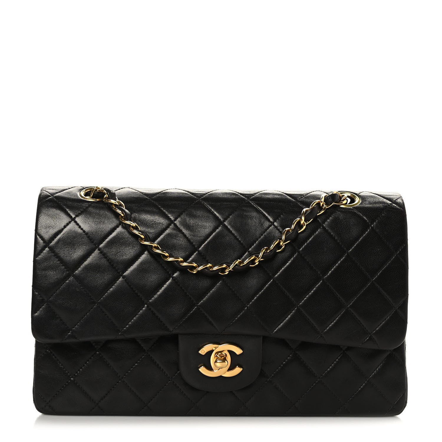 Chanel Lambskin Quilted Medium Double Flap Black 1 of 9