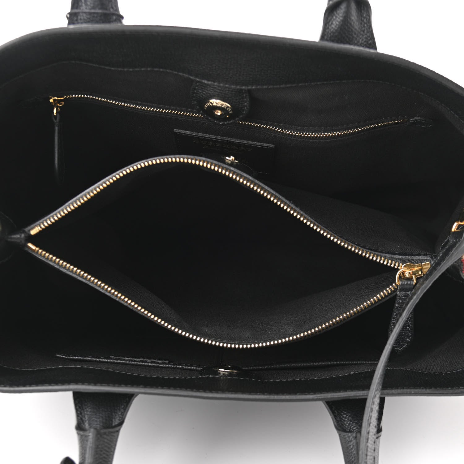 Burberry Grainy Calfskin House Check Large Banner Tote Black 5 of 11