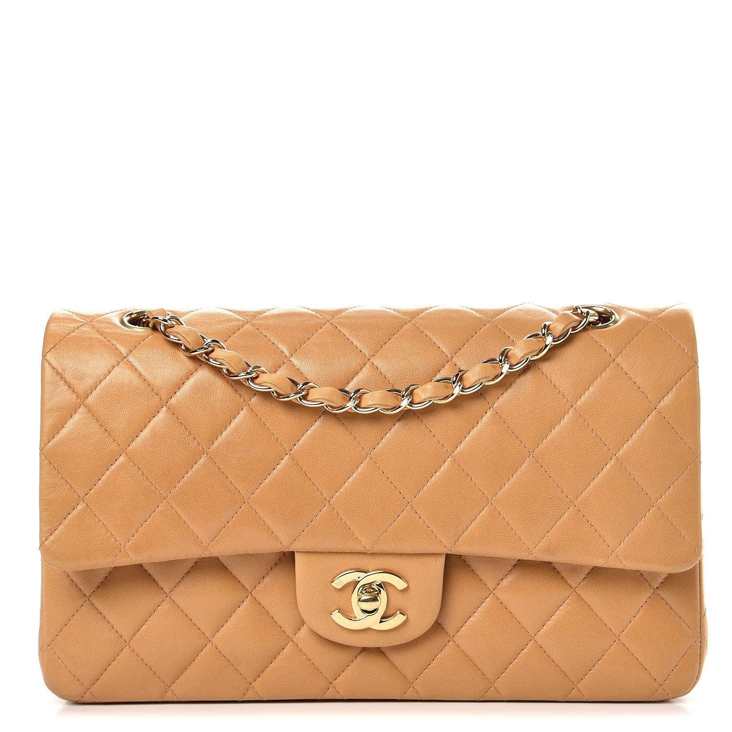 Chanel Lambskin Quilted Medium Double Flap Beige 1 of 14