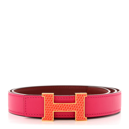 Hermes Epsom Swift Lizard 24mm Mini Constance H Belt 85 34 Orange Poppy Rose Mexico Rouge H 1 of 9