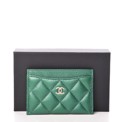 Chanel Metallic Caviar Quilted Card Holder Green 9 of 9