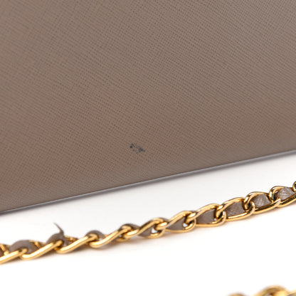 Prada Saffiano Metal Oro Chain Wallet Argilla 10 of 13